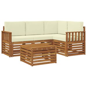 vidaXL Set vanjskih sofa 5 kom. Prirodna i krem Poliester