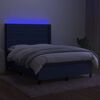 vidaXL Krevet box spring s madracem LED plavi 140x190 cm od tkanine