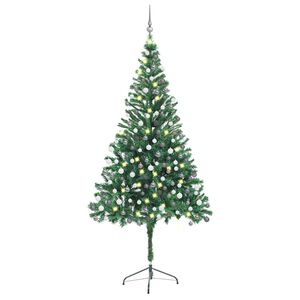 vidaXL Umjetno osvijetljeno božićno drvce s kuglicama 210 cm 910 grana