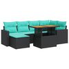 vidaXL 7-dijelni set vrtnih sofa od poliratana s jastucima crni