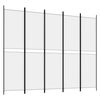 vidaXL Sobna pregrada s 5 panela bijela 250 x 200 cm od tkanine