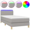 vidaXL Krevet box spring s madracem LED svjetlosivi 90x200 cm tkanina