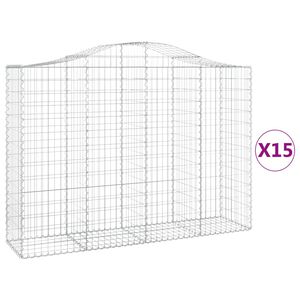 vidaXL Lučne gabionske ko&scaron;are 15kom 200x50x140/160cm pocinčano željezo