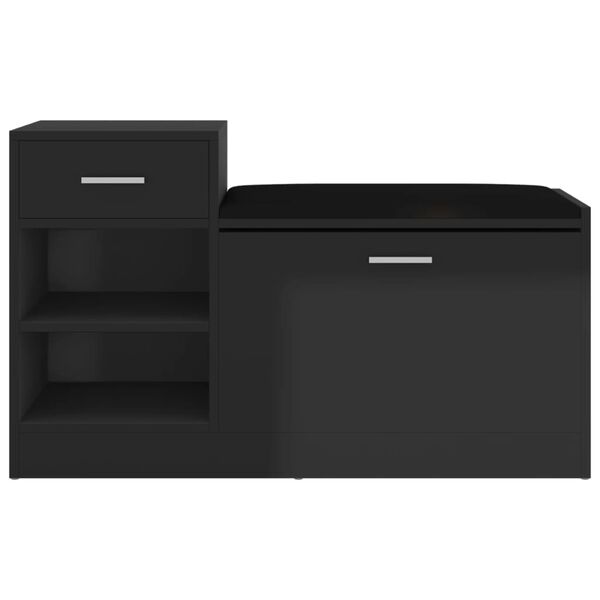 vidaXL Klupa za cipele visoki sjaj crna 94,5 x 31 x 57 cm drvena