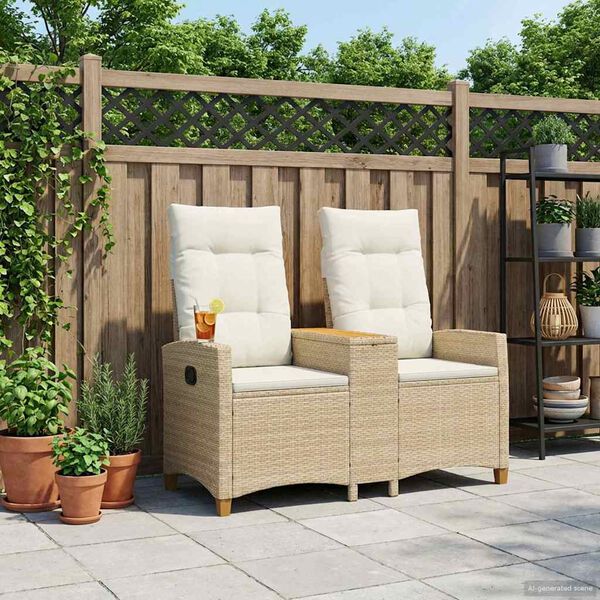 vidaXL Rekreativna klupa s stolom Bež i krem bijela 126 x 65 x 112 cm