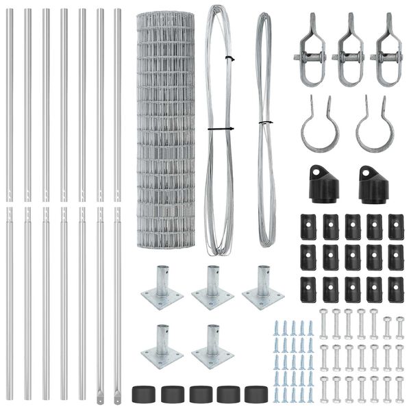 vidaXL Ograda s postovima Srebrno 1,2 x 10 m Čelik