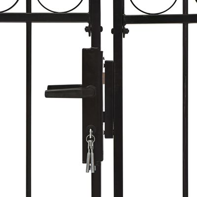 vidaXL Dvostruka vrata za ogradu s lučnim vrhom čelična 300x125 cm crna