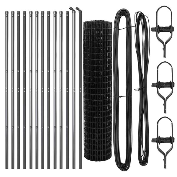 vidaXL Ograda s postovima Siva 1 x 25 m Čelik i PVC