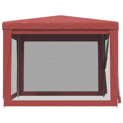 vidaXL Šator za zabave s 4 mrežasta bočna zida crveni 3 x 3 m HDPE