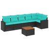 vidaXL 7-dijelni set vrtnih sofa od poliratana s jastucima crni