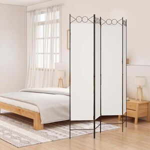 vidaXL Sobna pregrada s 4 panela bijela 160 x 200 cm od tkanine