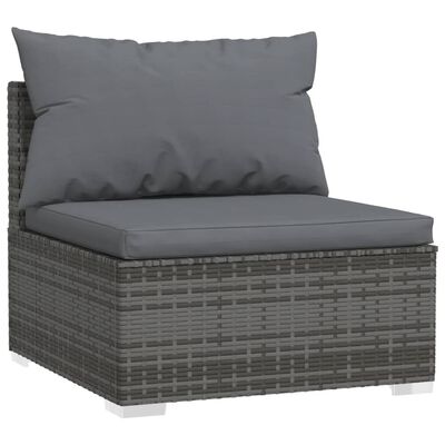 vidaXL Srednja vrtna sofa od poliratana s jastucima siva