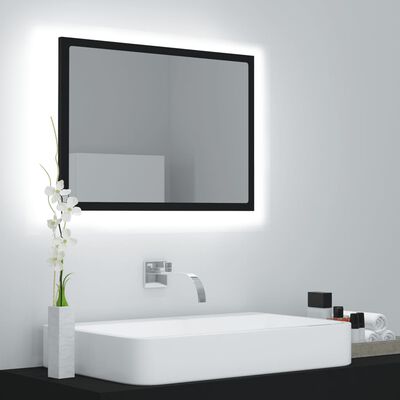 vidaXL LED kupaonsko ogledalo crno 60x8,5x37 cm akrilno