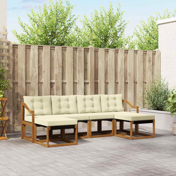 vidaXL Set vanjskih sofa s jastukom 6 pcs Prirodna i krem