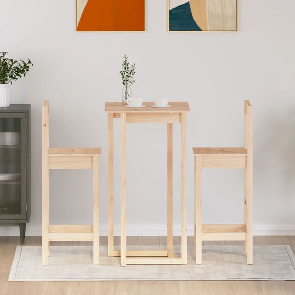 vidaXL 3-dijelni barski set od masivne borovine