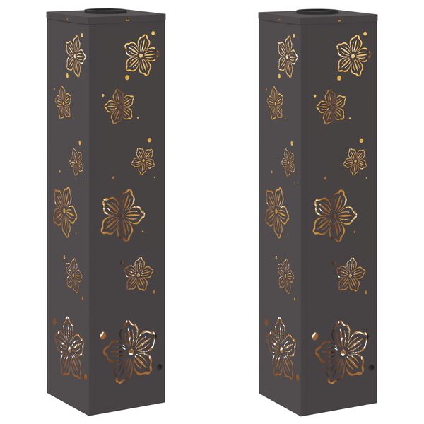 vidaXL Solarna LED svjetlost za stazu 2 pcs Crna Hladno valjana čelika