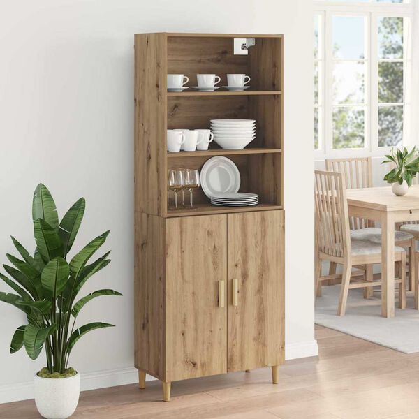 vidaXL Highboard Umjetnički hrast 69,5 x 32,5 x 180 cm