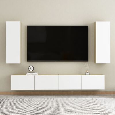 vidaXL TV ormarići 2 kom bijeli i boja hrasta 30,5x30x90 cm drveni