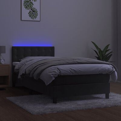 vidaXL Krevet box spring s madracem LED tamnosivi 100x200 cm baršun
