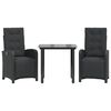 vidaXL 3-dijelni bistro set s jastucima crni od poliratana