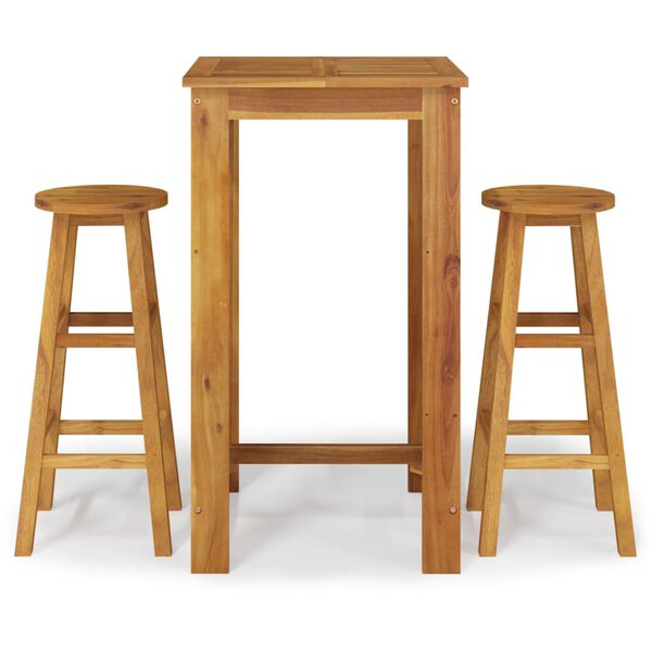 vidaXL 3-dijelni vrtni barski set od masivnog bagremovog drva
