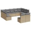 vidaXL 11-dijelni set vrtnih sofa od poliratana s jastucima bež