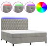 vidaXL Krevet box spring s madracem LED svjetlosivi 180x200 cm bar&scaron;un