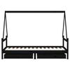 vidaXL Okvir za dječji krevet s ladicama crni 90 x 190 cm od borovine