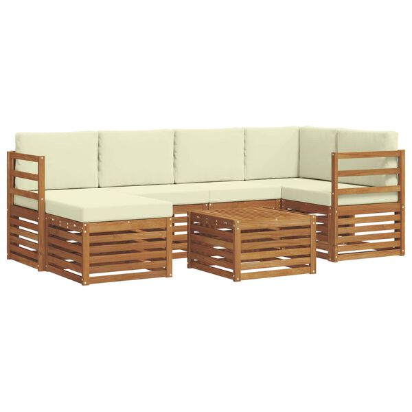 vidaXL Setovi sofa 7 pcs Prirodna i krem Čvrsto drvo akacije