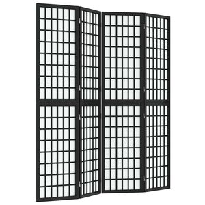 vidaXL Sklopiva sobna pregrada 4 panela japanski stil 160x170 cm crna