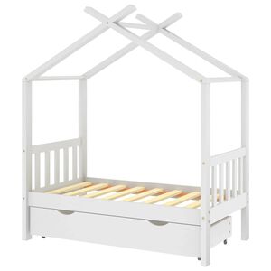 vidaXL Dječji okvir za krevet s ladicom Bijeli masivni borov drvo 70x140 cm