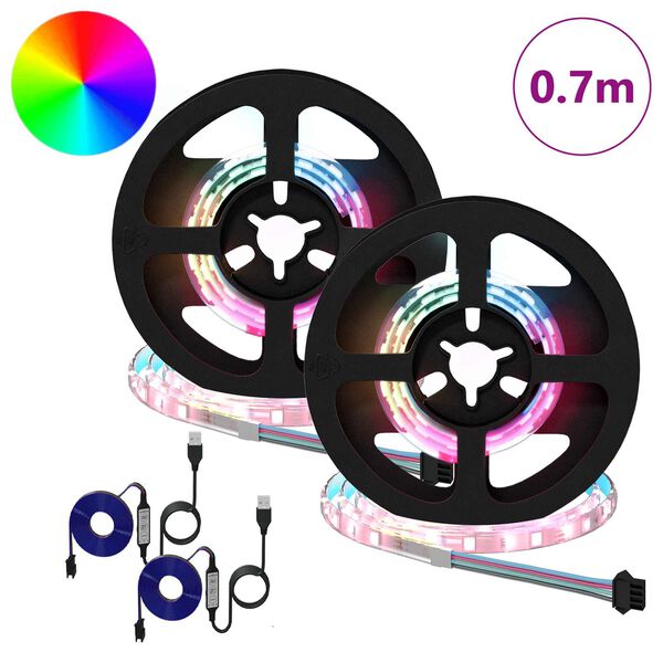 vidaXL LED traka 2 pcs Crna i prozirna 350 mm Bakar i plastika