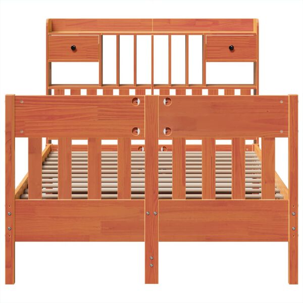 vidaXL Okvir kreveta bez madraca voštano smeđi 135x190 cm od borovine