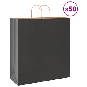 vidaXL Papirnate vrećice 50 kom s ručkama crne 45x17x48 cm