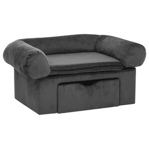 vidaXL Sofa za pse s ladicom tamnosiva 75 x 50 x 38 cm plišana