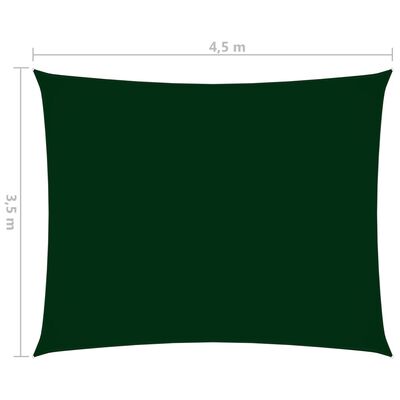 vidaXL Jedro protiv sunca od tkanine pravokutno 3,5x4,5 m tamnozeleno