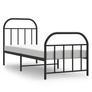 vidaXL Metalni okvir kreveta uzglavlje i podnožje crni 75x190 cm