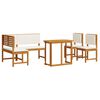 vidaXL Set vrtne klupe 4 pcs Smeđa Čvrsto drvo akacije