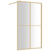 vidaXL Stijenka za walk-in tu&scaron; sa staklom ESG zlatna 118 x 195 cm