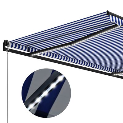 vidaXL Tenda na ručno uvlačenje LED 300 x 250 cm plavo-bijela