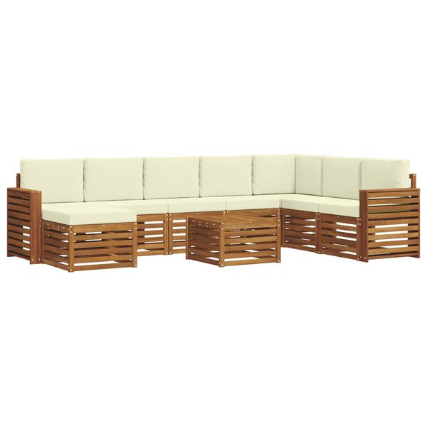 vidaXL Setovi sofa 9 pcs Prirodna i krem Čvrsto drvo akacije
