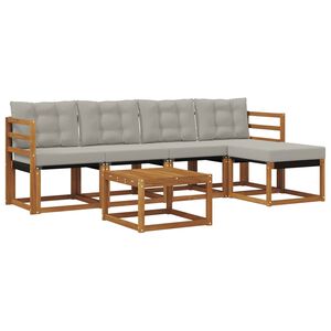 vidaXL Set vanjskih sofa s jastukom 6 pcs Prirodna i svijetlo siva
