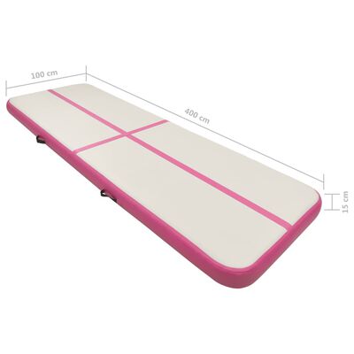 vidaXL Strunjača na napuhavanje s crpkom 400 x 100 x 15 cm PVC roza