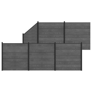 vidaXL Set ograde 6 kom. 965 x 186 cm WPC i aluminij Siva