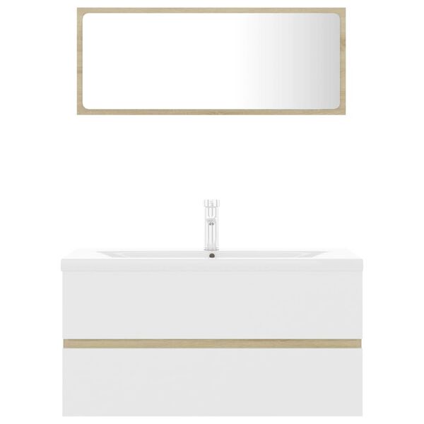 vidaXL Set kupaonskog namje&scaron;taja konstruirano drvo bijeli+boja hrasta