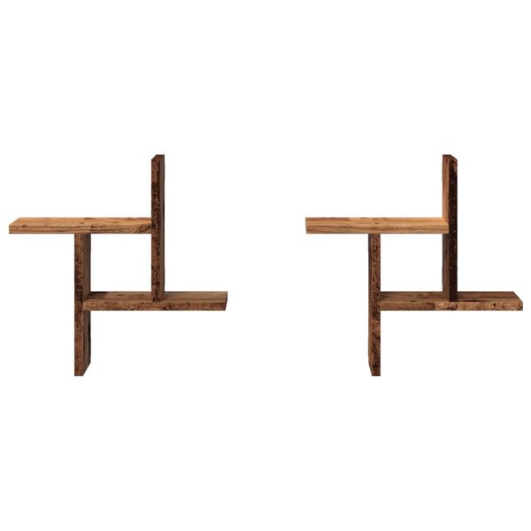 vidaXL Zidne police 2 kom boja staro drvo 38x12x38cm konstruirano drvo