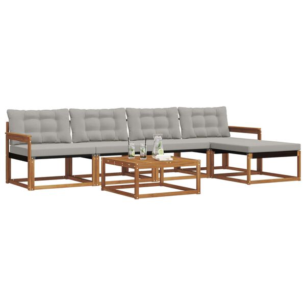 vidaXL Set vanjskih sofa s jastukom 6 pcs Prirodna i svijetlo siva