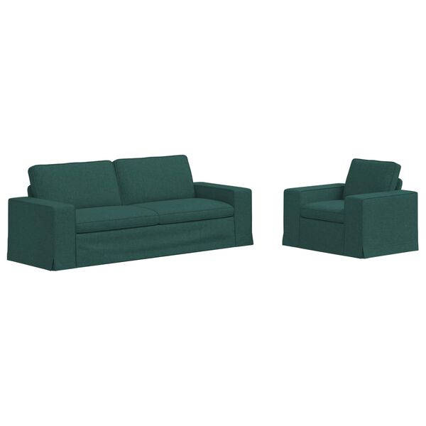 vidaXL Sofa 2 pcs Tamnozelena 182 x 80 x 82 cm tkanina