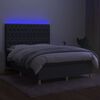 vidaXL Krevet box spring s madracem LED tamnosivi 140x190 cm tkanina