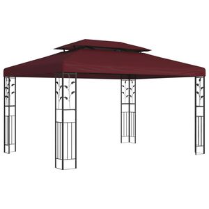 vidaXL Gazebo 3,97 x 2,96 x 2,68 m Vinska crvena Poliester i čelik